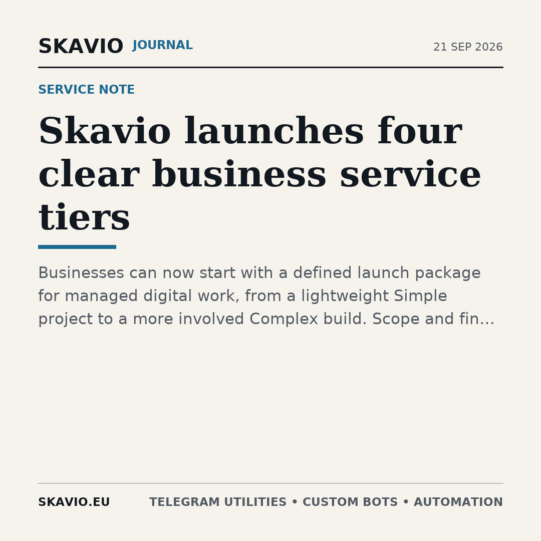 Skavio launches four clear business service tiers