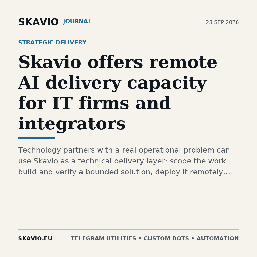 Skavio offers remote AI delivery capacity for IT firms and integrators