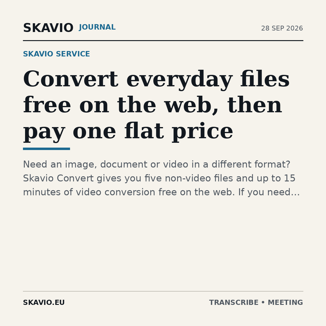 Convert everyday files free on the web, then pay one flat price